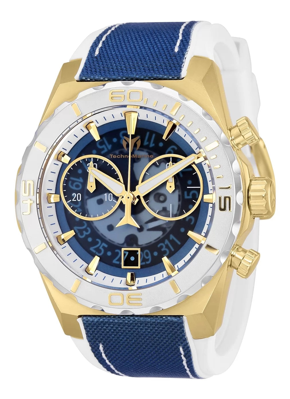 Techomarine Men's TM-519007 Reef Shark Quartz Chronograph Blue, Transparent Dial Watch