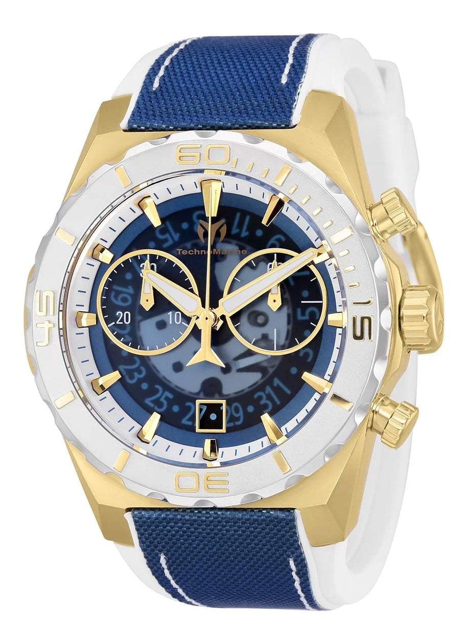 Techomarine Men's TM-519007 Reef Shark Quartz Chronograph Blue, Transparent Dial Watch