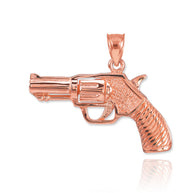Gold Revolver Gun Pendant Necklace (Available in Yellow/Rose/White Gold)