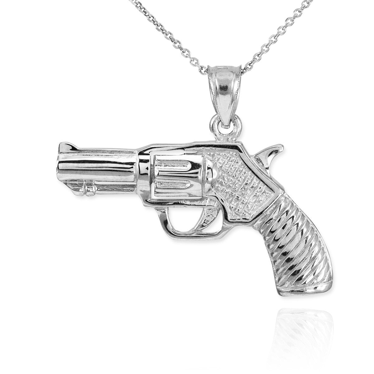 Gold Revolver Gun Pendant Necklace (Available in Yellow/Rose/White Gold)