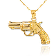 Gold Revolver Gun Pendant Necklace (Available in Yellow/Rose/White Gold)