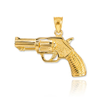 Gold Revolver Gun Pendant Necklace (Available in Yellow/Rose/White Gold)