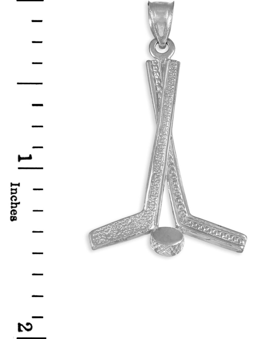 Solid Gold Hockey Sticks Sports Pendant Necklace(Available in Yellow/White Gold)