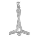 Silver Hockey Sticks Sports Pendant Necklace