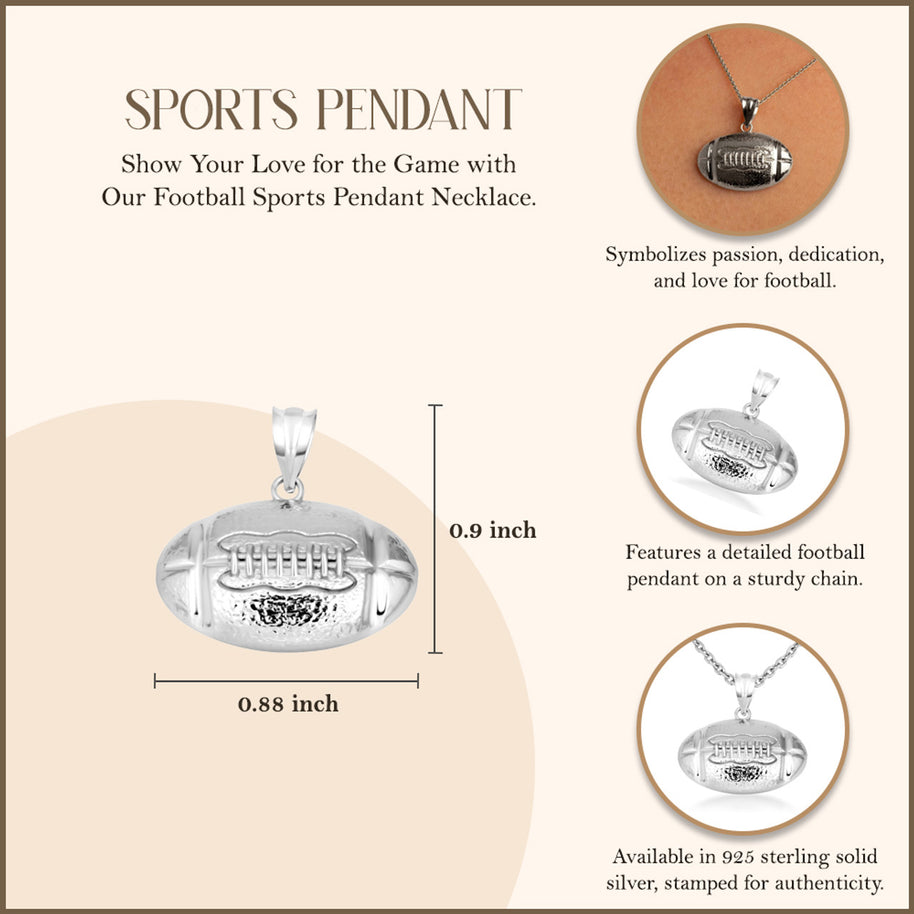 925 Sterling Silver Football Necklace