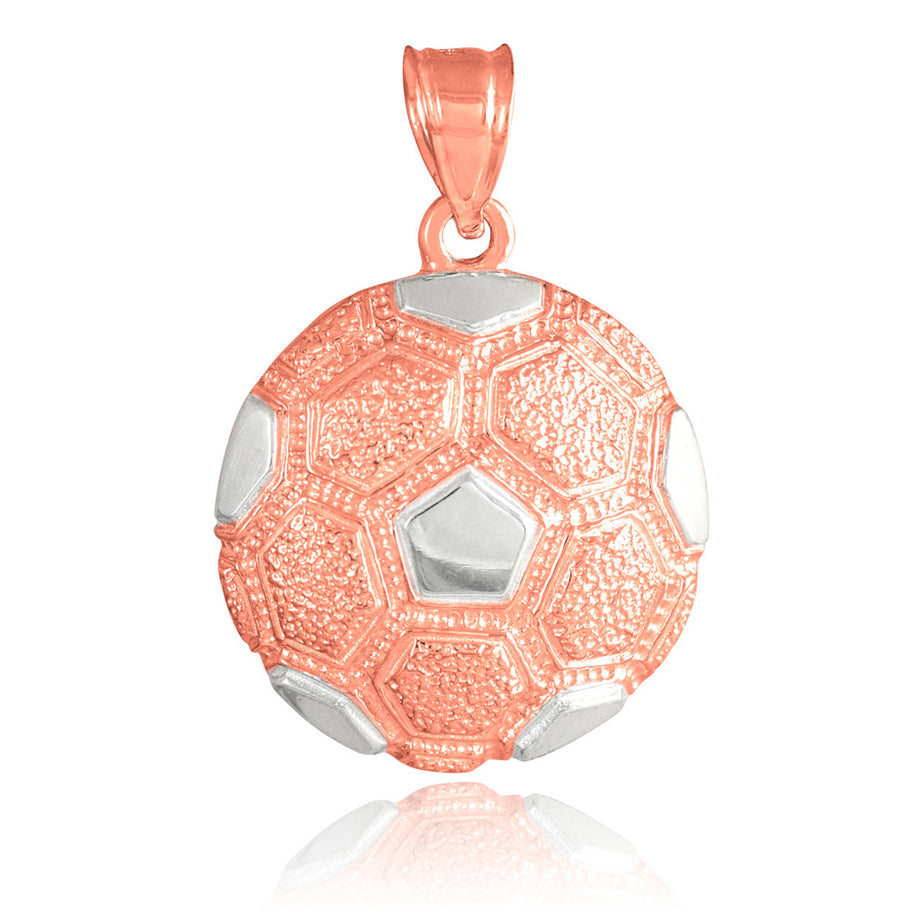 Yellow Gold Soccer Ball Fútbol Sports Textured Pendant Necklace