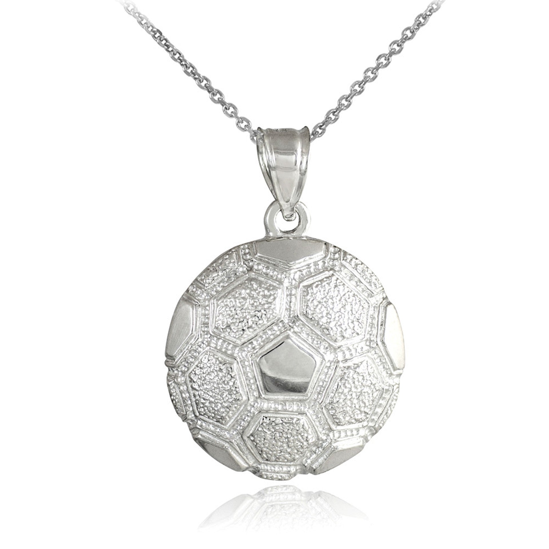 Yellow Gold Soccer Ball Fútbol Sports Textured Pendant Necklace