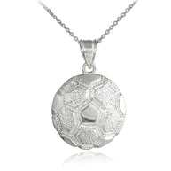 Yellow Gold Soccer Ball Fútbol Sports Textured Pendant Necklace