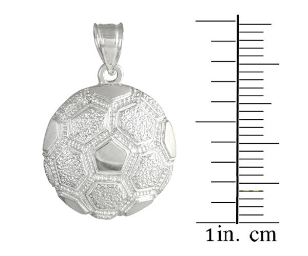 .925 Sterling Silver Soccer Ball Fútbol Sports Textured Pendant Necklace