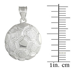 .925 Sterling Silver Soccer Ball Fútbol Sports Textured Pendant Necklace