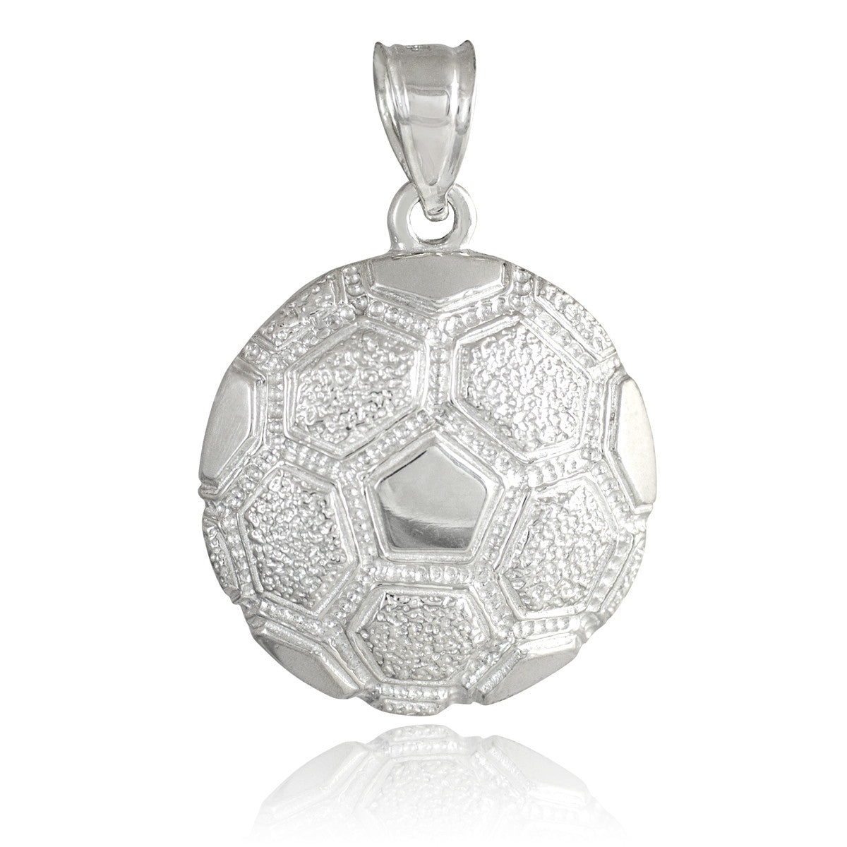 .925 Sterling Silver Soccer Ball Fútbol Sports Textured Pendant Necklace