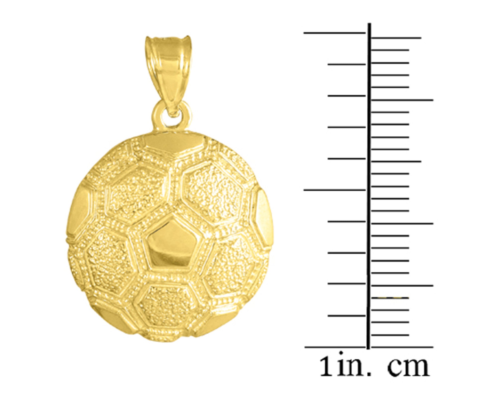 Yellow Gold Soccer Ball Fútbol Sports Textured Pendant Necklace
