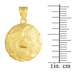 Yellow Gold Soccer Ball Fútbol Sports Textured Pendant Necklace