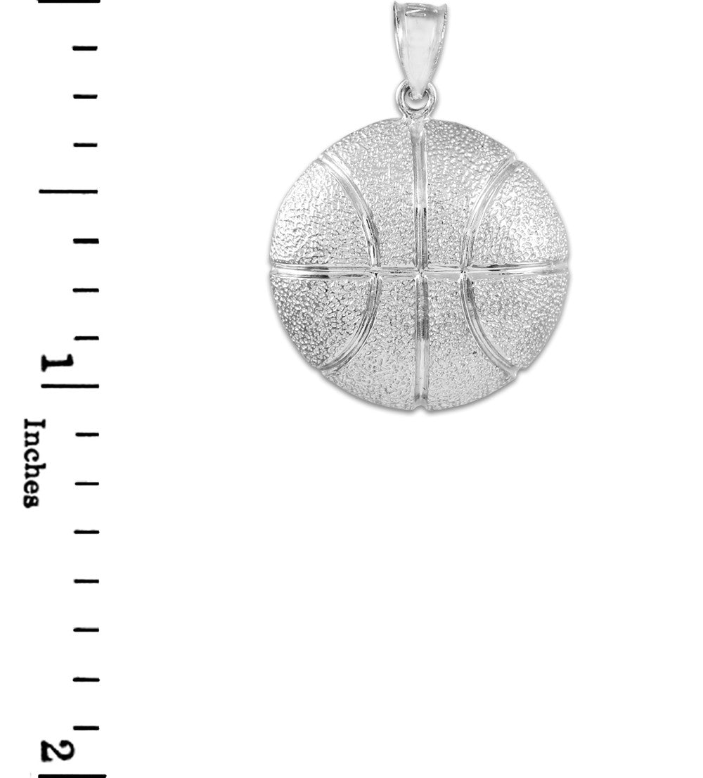 Sterling Silver Basketball Sports Pendant Necklace