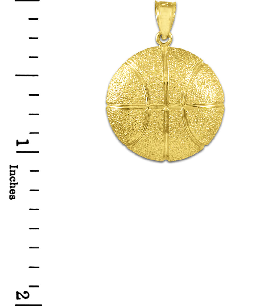Hammered Gold Basketball Sports Pendant(Available in Yellow/White Gold)