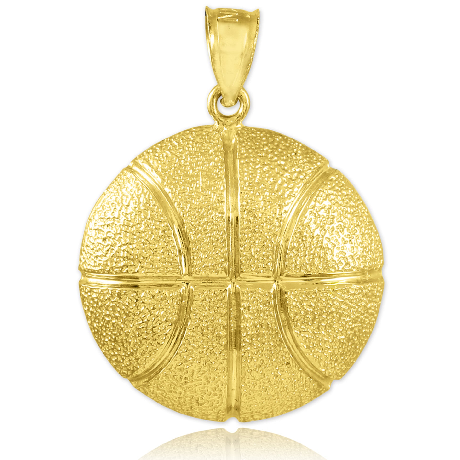 Hammered Gold Basketball Sports Pendant(Available in Yellow/White Gold)