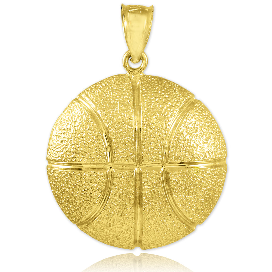 Hammered Gold Basketball Sports Pendant(Available in Yellow/White Gold)