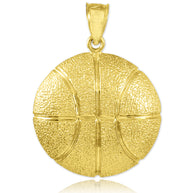 Hammered Gold Basketball Sports Pendant(Available in Yellow/White Gold)