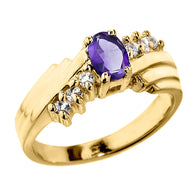 Dazzling Gold Diamond and Lab Created birthstone Proposal Ring(Available In Yellow/Rose/White Gold)