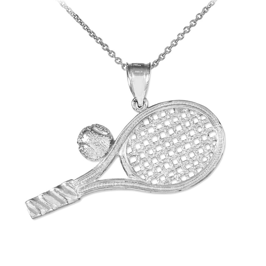 Gold Tennis Racquet and Ball Pendant Necklace(Available in Yellow/White Gold)