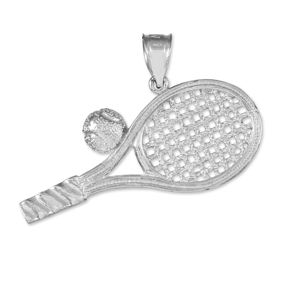 Silver Tennis Racquet and Ball Pendant Necklace
