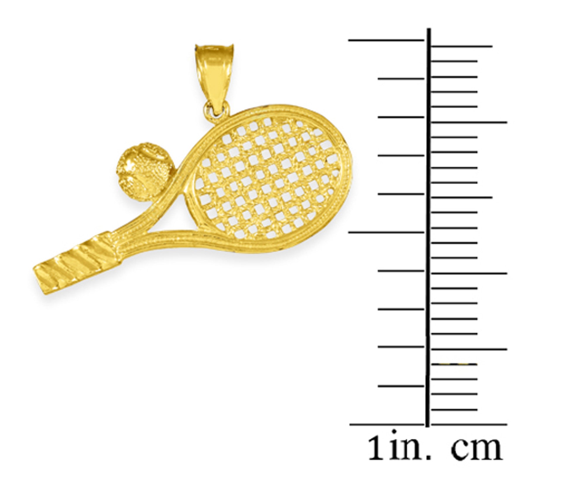 Gold Tennis Racquet and Ball Pendant Necklace(Available in Yellow/White Gold)