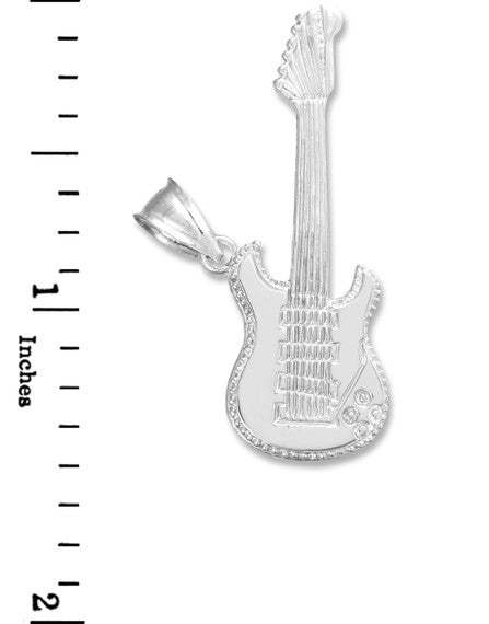 Silver Electric Guitar Pendant Necklace