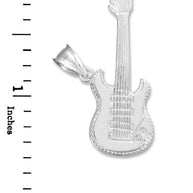 Silver Electric Guitar Pendant Necklace