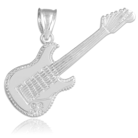 Silver Electric Guitar Pendant Necklace