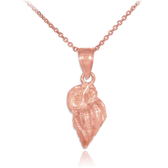 Gold Conch Shell Charm Pendant Necklace (Available in Yellow, Rose and White)