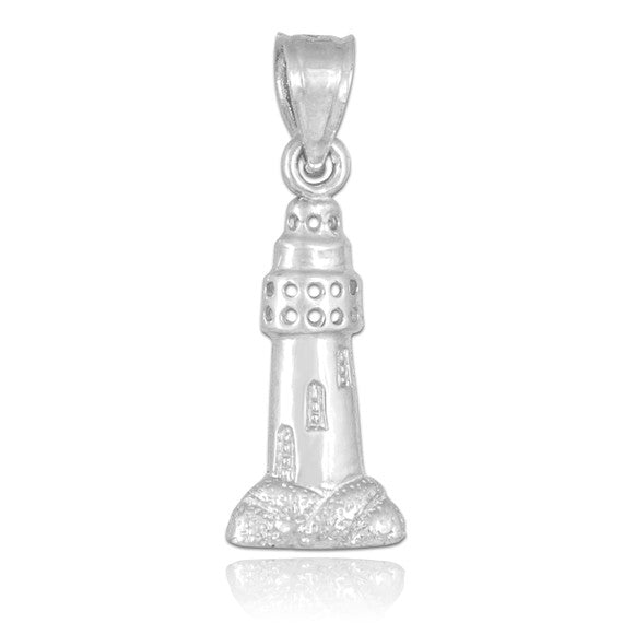 925 Sterling Silver Lighthouse Charm Pendant Necklace