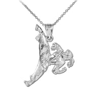 Female Karate Silver Sports Pendant Necklace