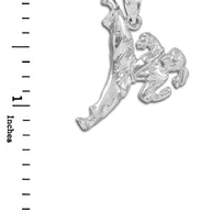 Female Karate Silver Sports Pendant Necklace
