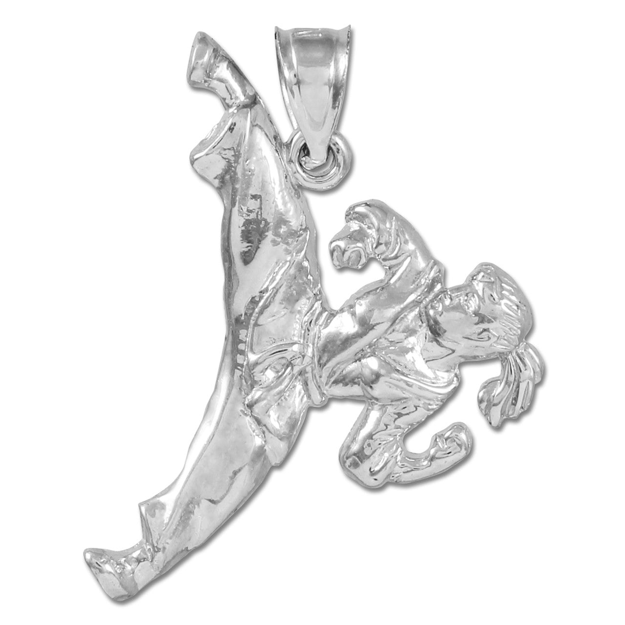 Female Karate Silver Sports Pendant Necklace