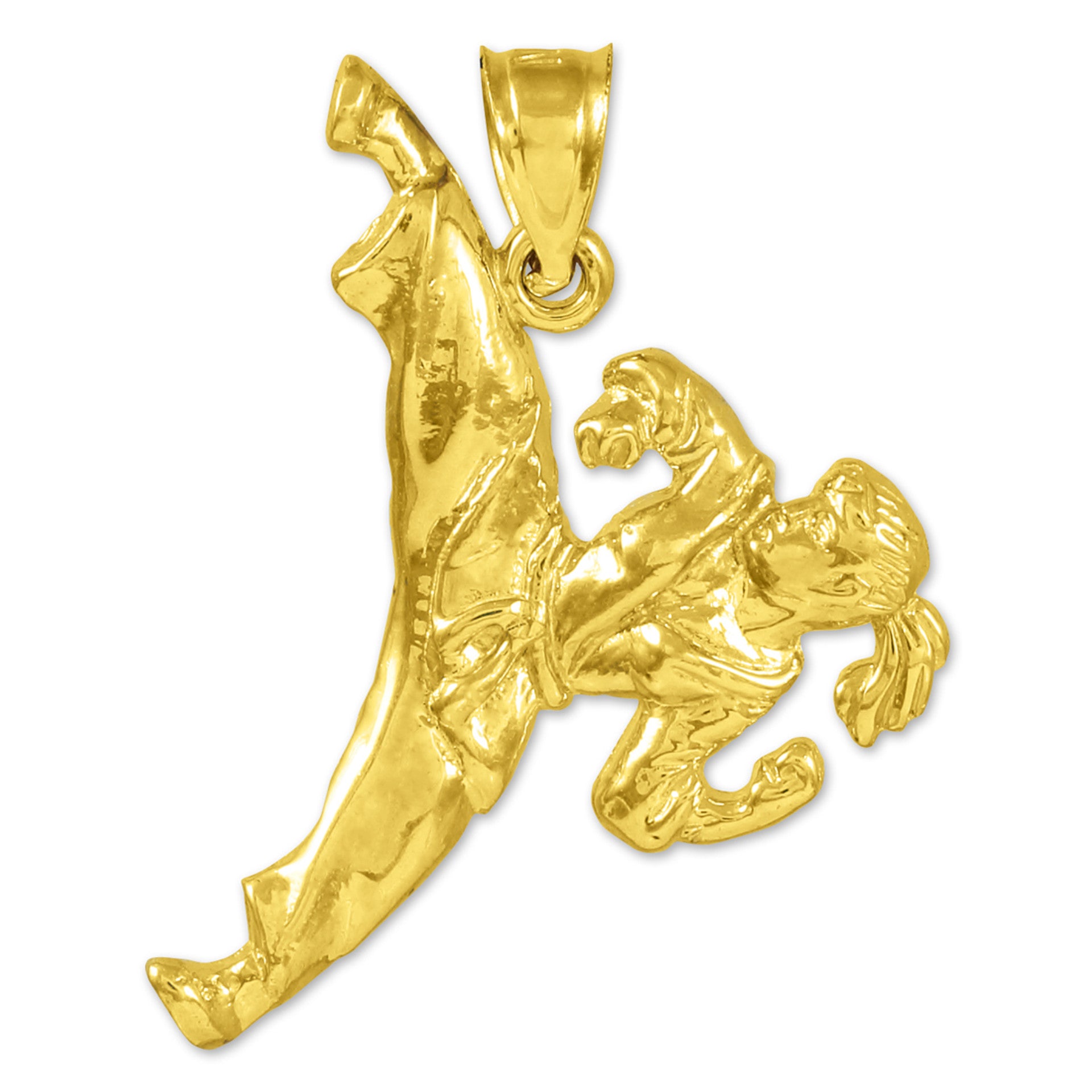 Female Karate Gold Sports Pendant Necklace