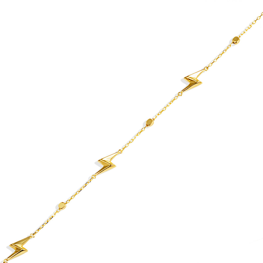 14K Yellow Gold Lightning Bolt Electric Bracelet 7