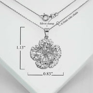Silver Hawaiian Hibiscus Flower Pendant Necklace