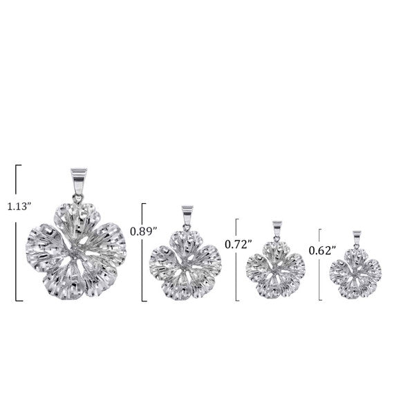 Silver Hawaiian Hibiscus Flower Pendant Necklace