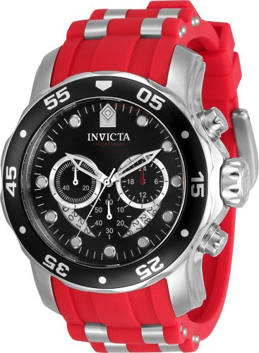 Invicta Men's 34009 Pro Diver Quartz Chronograph Black, Silver, Red Dial Watch