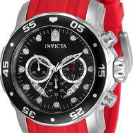 Invicta Men's 34009 Pro Diver Quartz Chronograph Black, Silver, Red Dial Watch