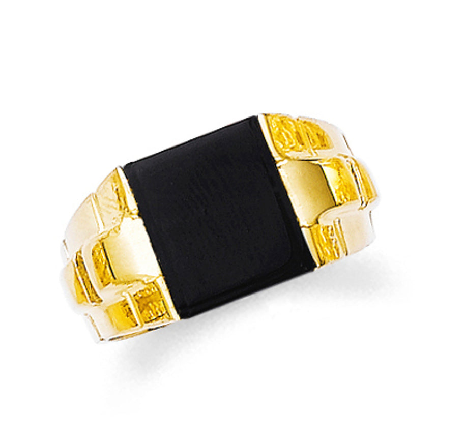 Gold Onyx Mens Square Ring