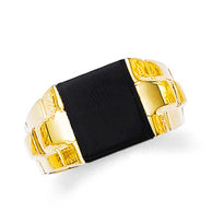 Gold Onyx Mens Square Ring