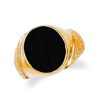 Mens Gold Oval Onyx Ring