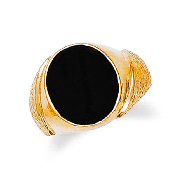 Mens Gold Oval Onyx Ring