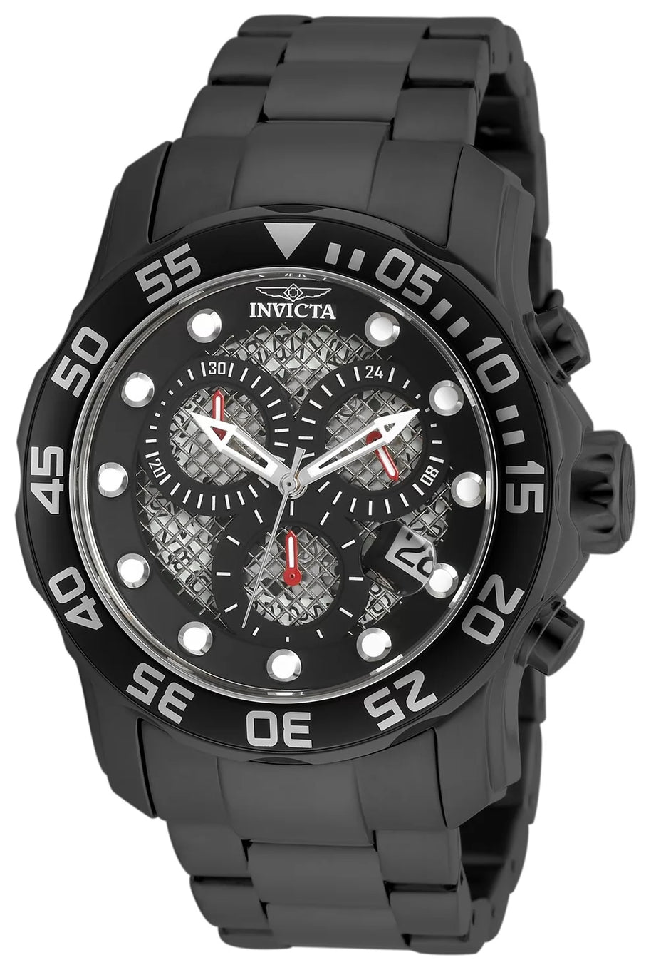 Invicta Men's 19838 Pro Diver Quartz 3 Hand Black, Silver Dial Watch