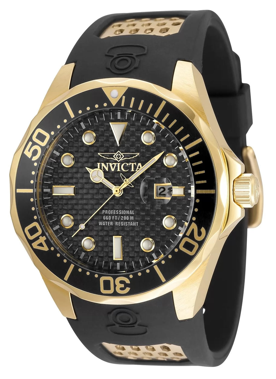 Invicta Men's 36553 Pro Diver Quartz 3 Hand Black Dial Watch