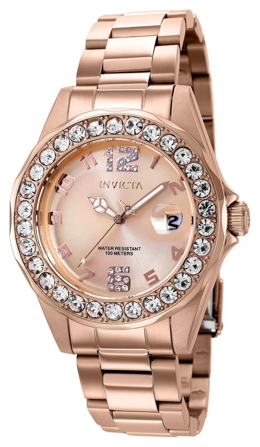 Invicta Women's 37698 Pro Diver Quartz 3 Hand Rose Gold Dial Watch