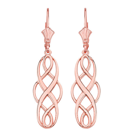 Solid Yellow Gold Celtic Knot Infinity Drop Earring Set(Available in Yellow/Rose/White gold)