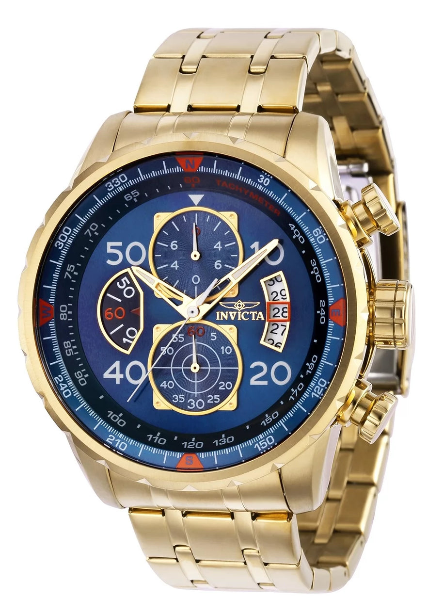 Invicta Men's 36602 Aviator  Quartz Multifunction Blue Dial Watch