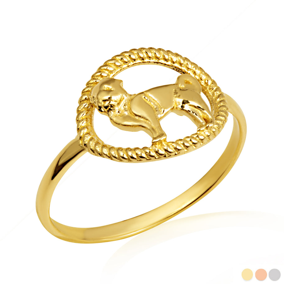 Gold Pet Dog Rope Statement Ring (Available in Yellow/Rose/White Gold)